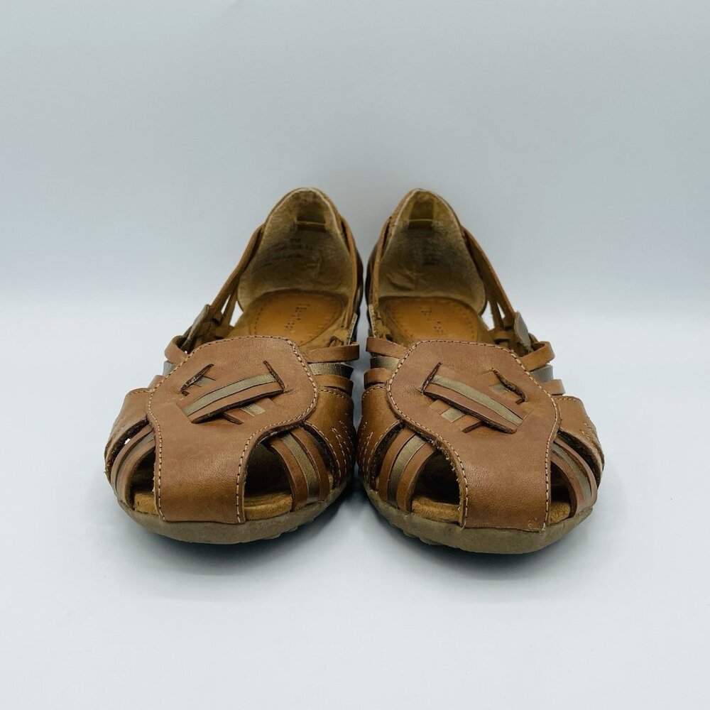 Baretraps Sandal Womens Size 9 M Brown Leather Flats Shoes Slip On Strappy - Picture 4 of 11